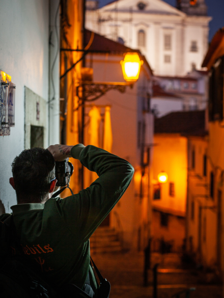 Photographer on a Lisbon photography tour in Alfama